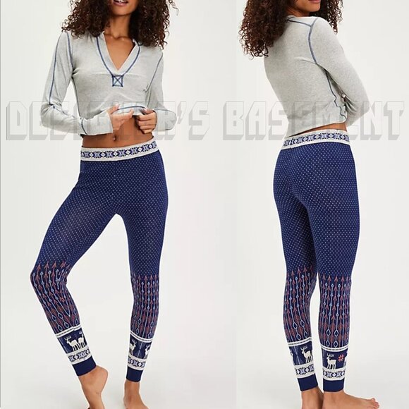 Free People S Intimately FP Falala Midnight Combo Fair Isle deer sweater Legging - Picture 7 of 10